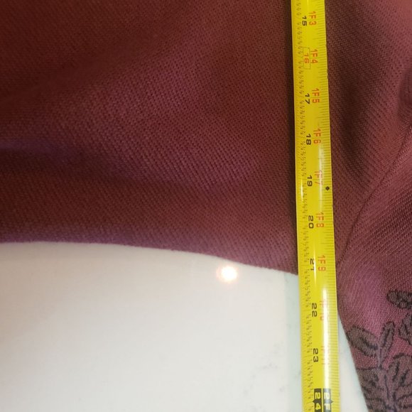 Soft Suroundings coat knit Large button snap bell sleeve maroon black roses - Picture 6 of 15